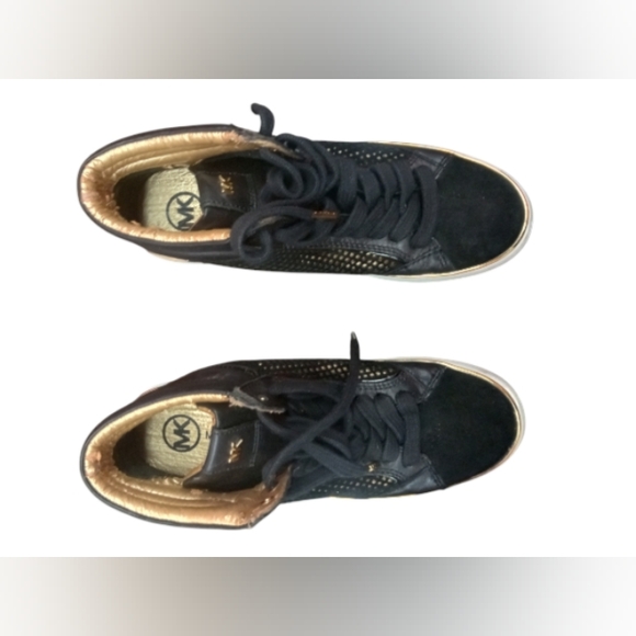 Michael Kors Kyle Black Leather High Top Sneakers Women's Size 7 - Picture 4 of 6